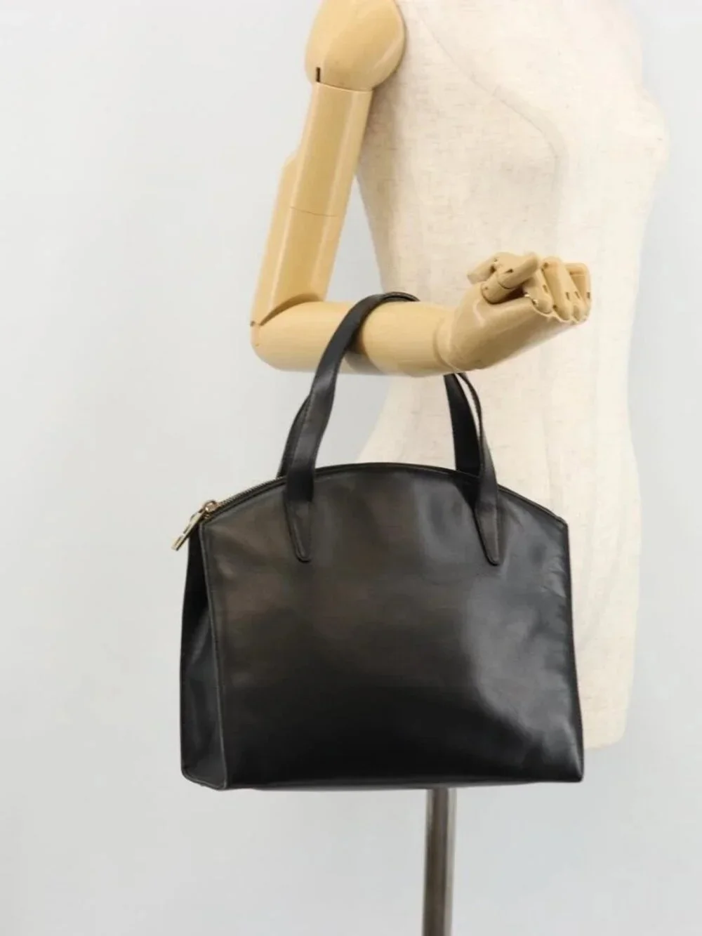 GUCCI Hand Bag Leather Black Gold 000 2058 0569 0 Auth